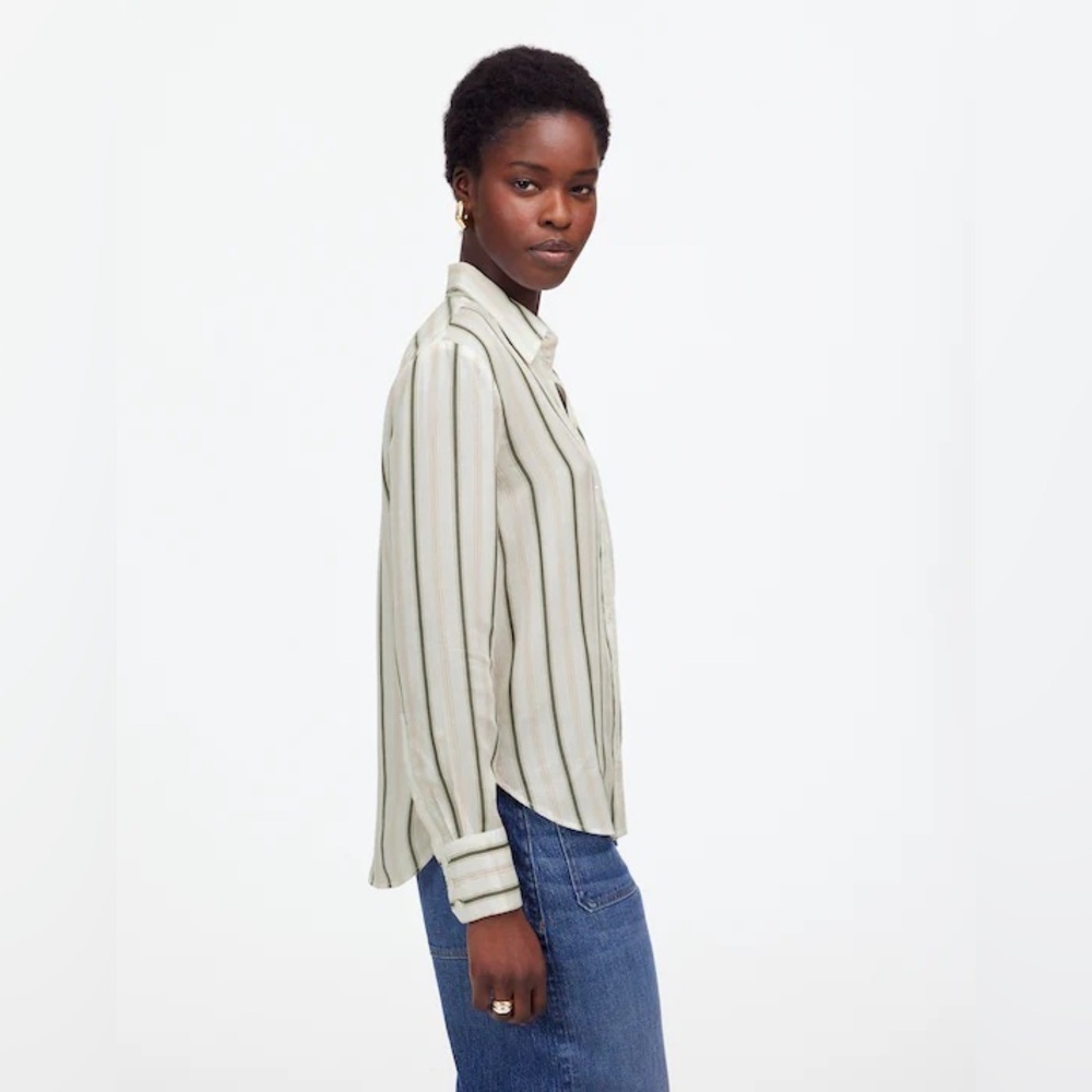 Madewell Women’s Signature Striped Oversize Button-Up Shirt size 12 boho preppy - Picture 4 of 15